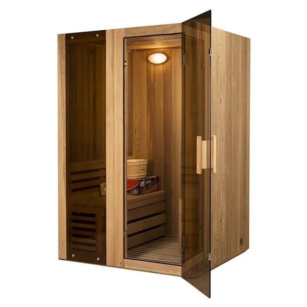 aleko sti2ced cedar indoor wet dry sauna steam room, 3 kw harvia kip heater, 2 person