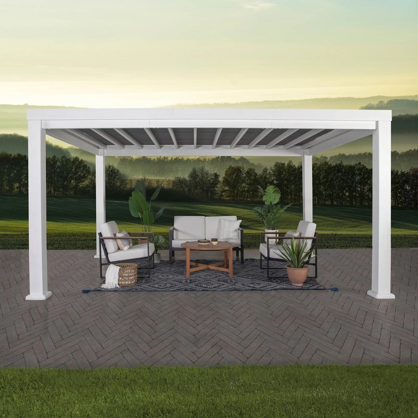 14×12 windham modern steel pergola with sail shade soft canopy