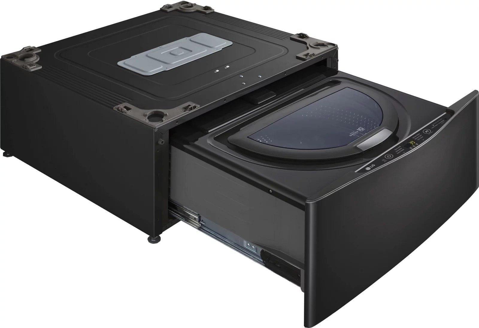 lg – sidekick 1.0 cu. ft. high efficiency smart top load pedestal washer with 3 motion technology – black steel lg – sidekick 1.0 cu. ft. high efficiency smart top load pedestal washer with 3 motion technology – black steel