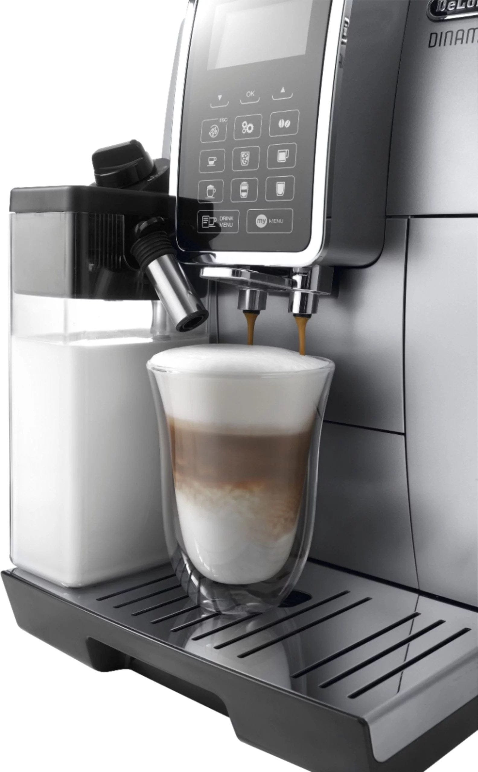de’longhi – dinamica espresso machine with 15 bars of pressure and lattecrema fully automatic milk frother – silver de’longhi – dinamica espresso machine with 15 bars of pressure and lattecrema fully automatic milk frother – silver